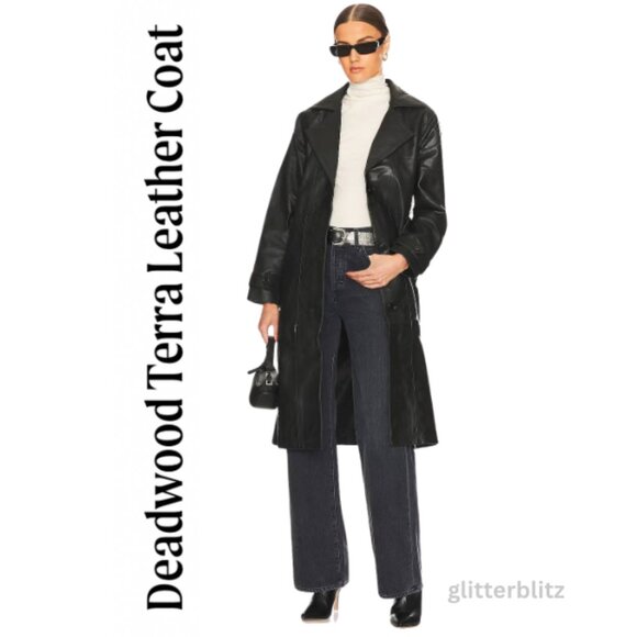 Free People Deadwood Terra Recycled Leather Trench Coat - Large  - NWT - Picture 4 of 16